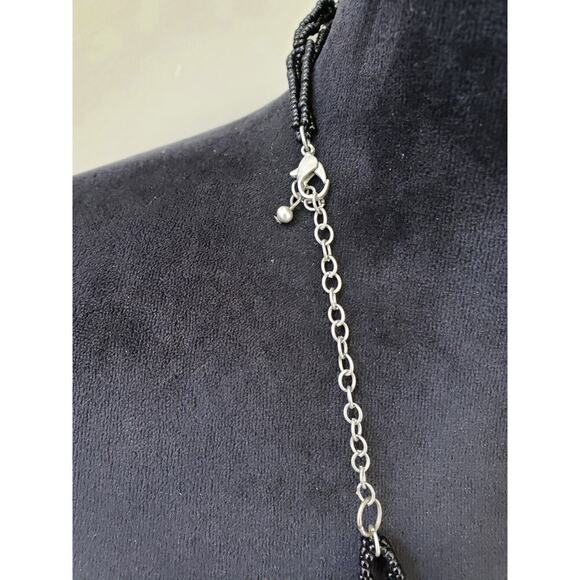 Women Fashion 2 Strand Black Seed Bead Chain Necklace Jewelry with Lobster Clasp - Picture 7 of 7